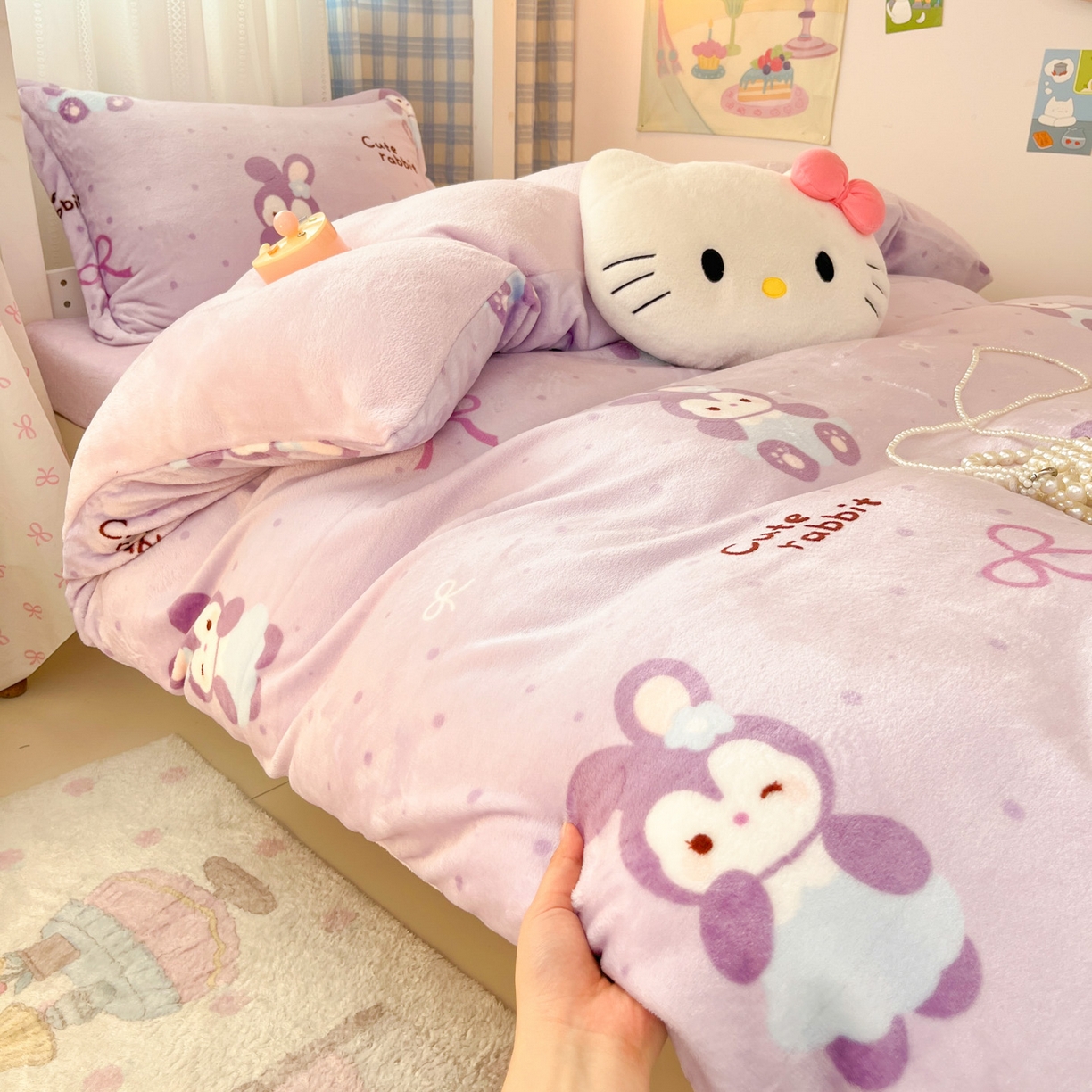 91家纺网 家纺一手货源 找家纺 川悦生活 2025新款加厚保暖高克重牛奶绒宿舍三件套 香芋奶茶