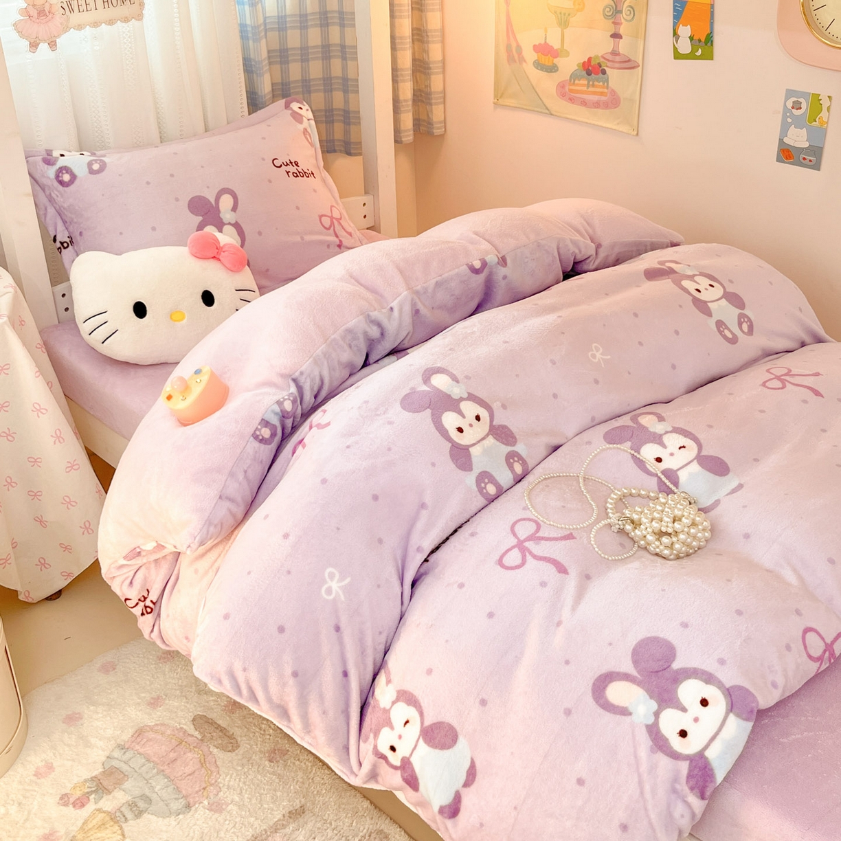 91家纺网 家纺一手货源 找家纺 川悦生活 2025新款加厚保暖高克重牛奶绒宿舍三件套 香芋奶茶