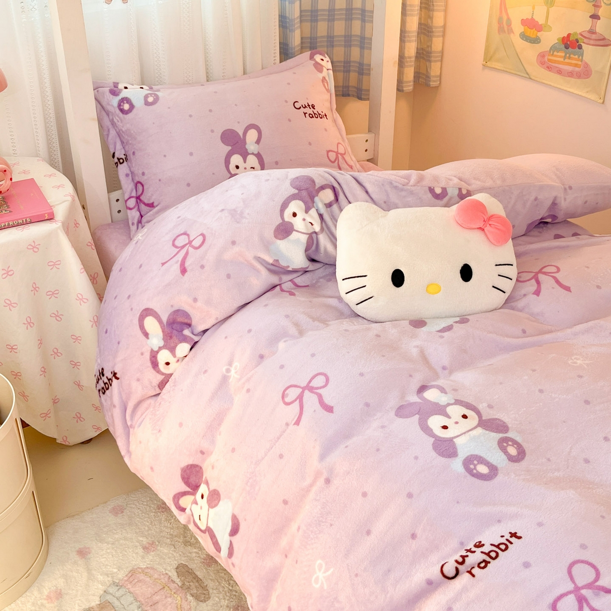 91家纺网 家纺一手货源 找家纺 川悦生活 2025新款加厚保暖高克重牛奶绒宿舍三件套 香芋奶茶