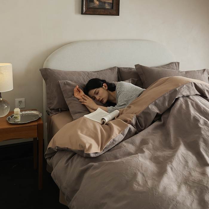 91家纺网 家纺一手货源 找家纺 风向标家纺 2025新款提花100S磨毛四件套-复古莫里斯系列-风格二 莫里斯蒲公英-咖