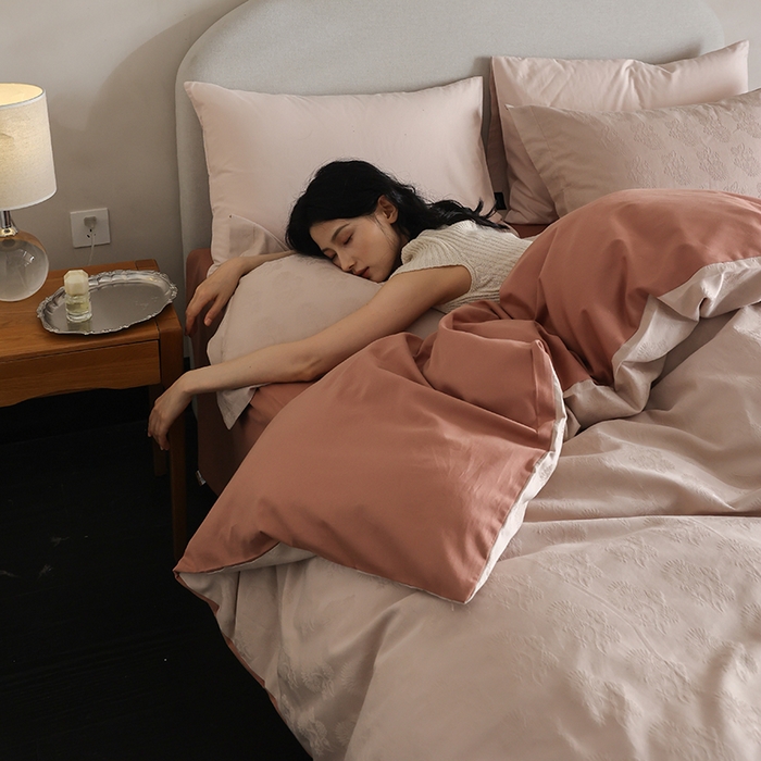 91家纺网 家纺一手货源 找家纺 风向标家纺 2025新款提花100S磨毛四件套-复古莫里斯系列-风格二 莫里斯蒲公英-粉