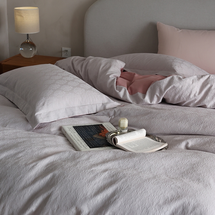 91家纺网 家纺一手货源 找家纺 风向标家纺 2025新款提花100S磨毛四件套-复古莫里斯系列-风格二 莫里斯雏菊-紫