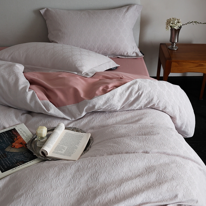 91家纺网 家纺一手货源 找家纺 风向标家纺 2025新款提花100S磨毛四件套-复古莫里斯系列-风格二 莫里斯雏菊-紫