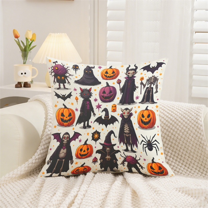 （总）合纵跨境工厂 2025新款一件定制pod模式跨境抱枕套一件代发亚马逊速卖通24小时内发货磨毛水晶绒材质-万圣节主题