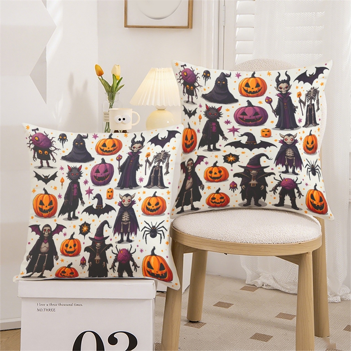 91家纺网 家纺一手货源 找家纺 （总）合纵跨境工厂 2025新款一件定制pod模式跨境抱枕套一件代发亚马逊速卖通24小时内发货磨毛水晶绒材质-万圣节主题