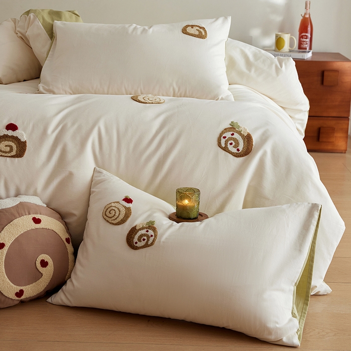 91家纺网 家纺一手货源 找家纺 风向标家纺 202新款贡缎磨毛60s绣花四件套-元气系列 巧克力瑞士卷