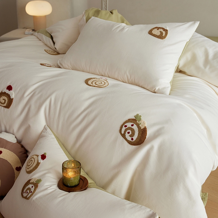 91家纺网 家纺一手货源 找家纺 风向标家纺 202新款贡缎磨毛60s绣花四件套-元气系列 巧克力瑞士卷