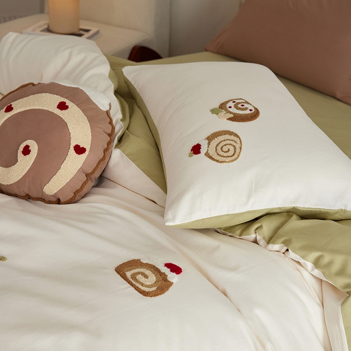 91家纺网 家纺一手货源 找家纺 风向标家纺 202新款贡缎磨毛60s绣花四件套-元气系列 巧克力瑞士卷