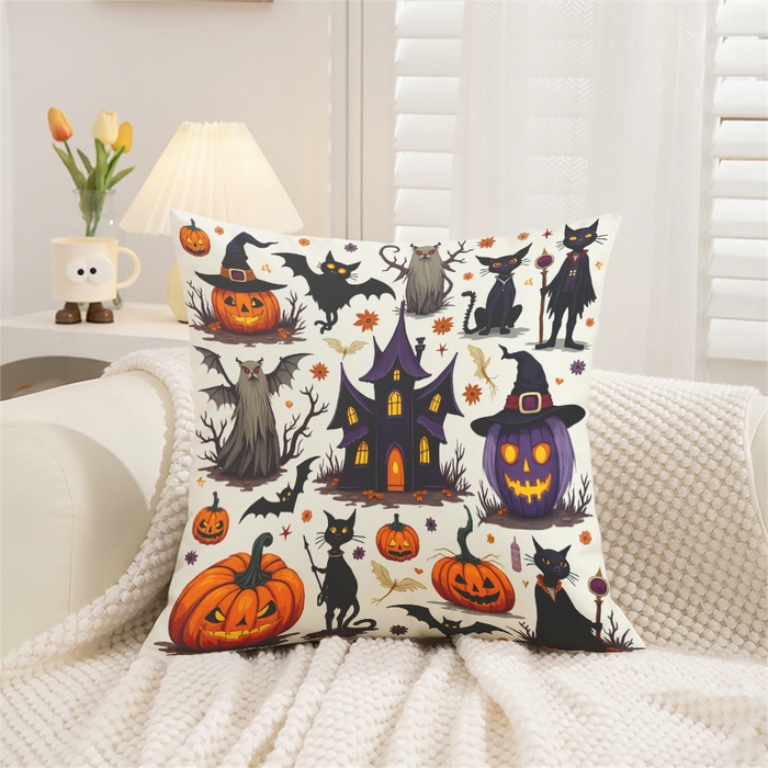 91家纺网 家纺一手货源 找家纺 （总）合纵跨境工厂 2025新款一件定制pod模式跨境抱枕套一件代发亚马逊速卖通24小时内发货磨毛水晶绒材质-万圣节主题