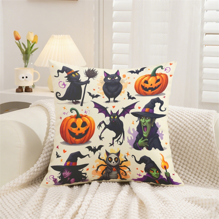 91家纺网 家纺一手货源 找家纺 （总）合纵跨境工厂 2025新款一件定制pod模式跨境抱枕套一件代发亚马逊速卖通24小时内发货磨毛水晶绒材质-万圣节主题