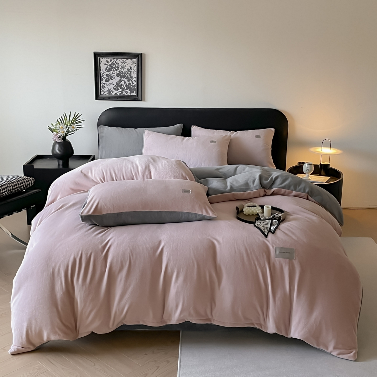 91家纺网 家纺一手货源 找家纺 （总）ab家纺 2025新款保暖舒适纯色牛奶绒四件套