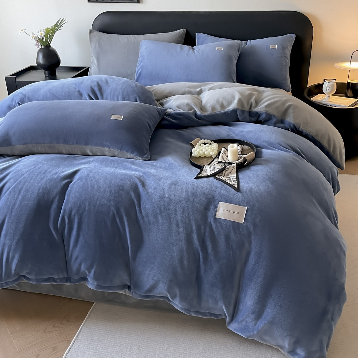 91家纺网 家纺一手货源 找家纺 （总）ab家纺 2025新款保暖舒适纯色牛奶绒四件套