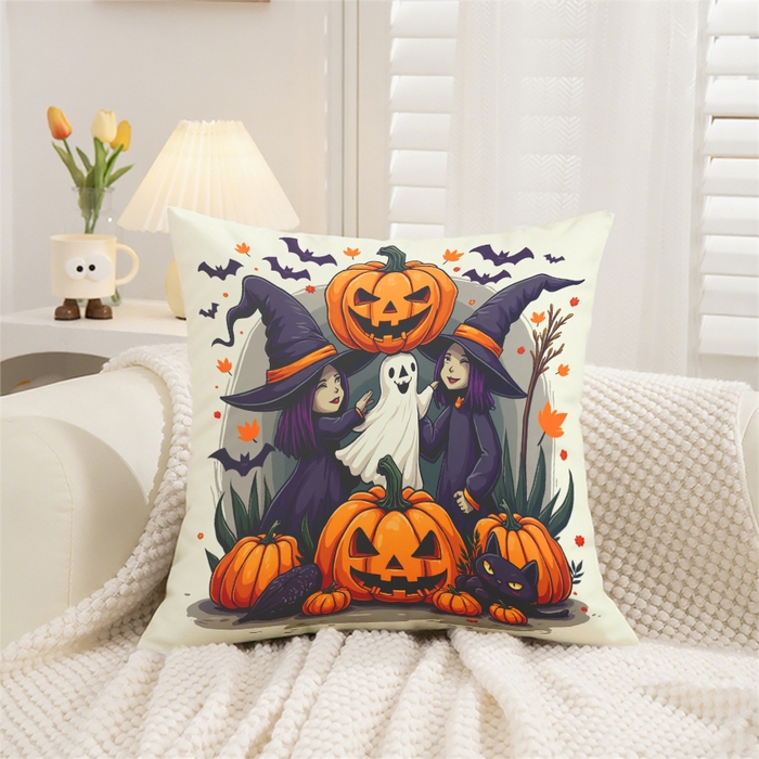 91家纺网 家纺一手货源 找家纺 （总）合纵跨境工厂 2025新款一件定制pod模式跨境抱枕套一件代发亚马逊速卖通24小时内发货磨毛水晶绒材质-万圣节主题