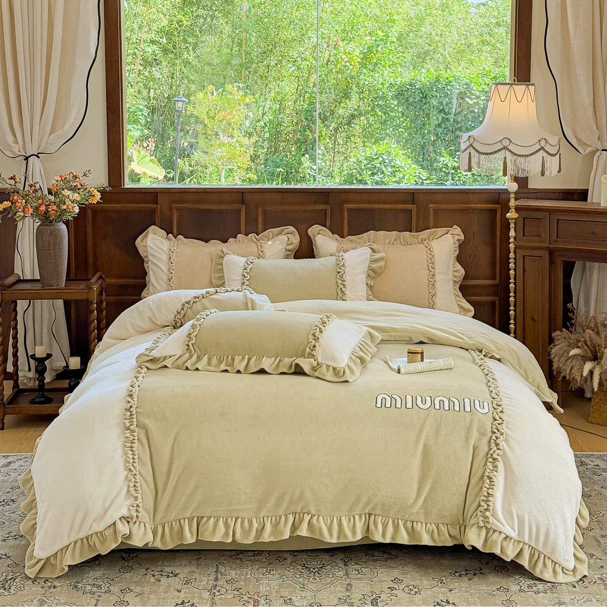 91家纺网 家纺一手货源 找家纺 （总）阿那亚 2025新款加厚煦暖绒牛奶绒四件套韩版花边四件套刺绣四件套