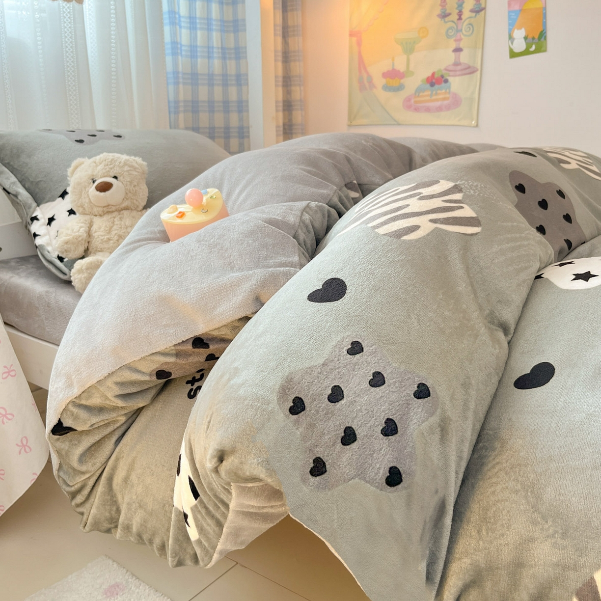 川悦生活 2025新款加厚保暖高克重牛奶绒宿舍三件套 夜空好梦