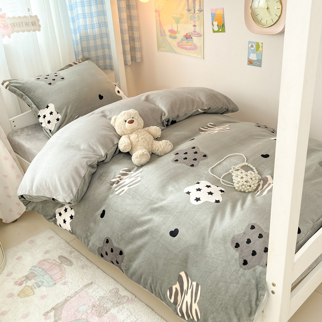 91家纺网 家纺一手货源 找家纺 川悦生活 2025新款加厚保暖高克重牛奶绒宿舍三件套 夜空好梦