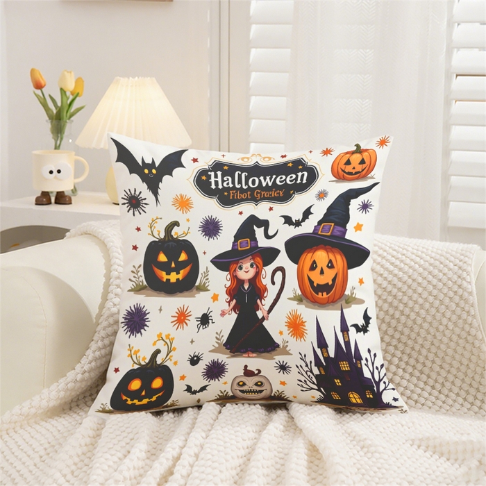 91家纺网 家纺一手货源 找家纺 （总）合纵跨境工厂 2025新款一件定制pod模式跨境抱枕套一件代发亚马逊速卖通24小时内发货磨毛水晶绒材质-万圣节主题