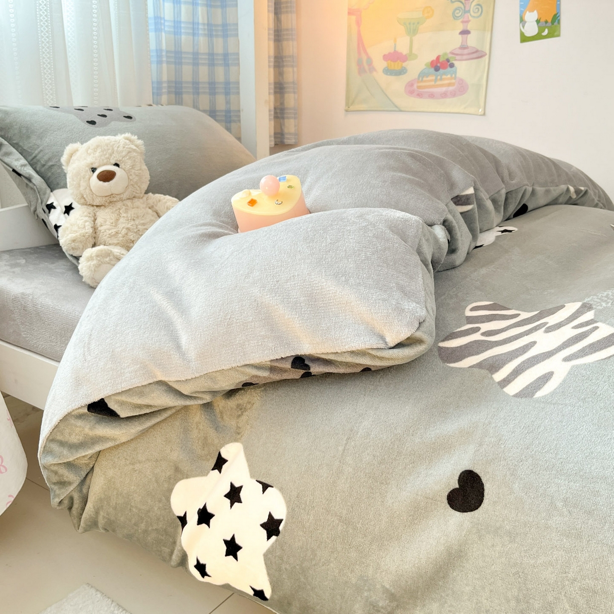 91家纺网 家纺一手货源 找家纺 川悦生活 2025新款加厚保暖高克重牛奶绒宿舍三件套 夜空好梦