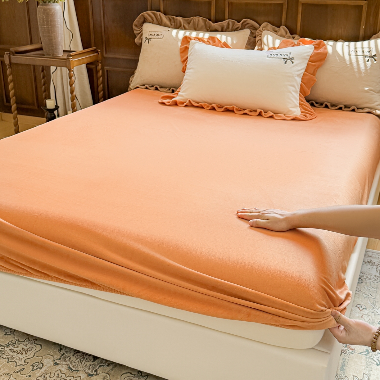 91家纺网 家纺一手货源 找家纺 （总）阿那亚 2025新款加厚煦暖绒牛奶绒四件套韩版花边四件套刺绣四件套