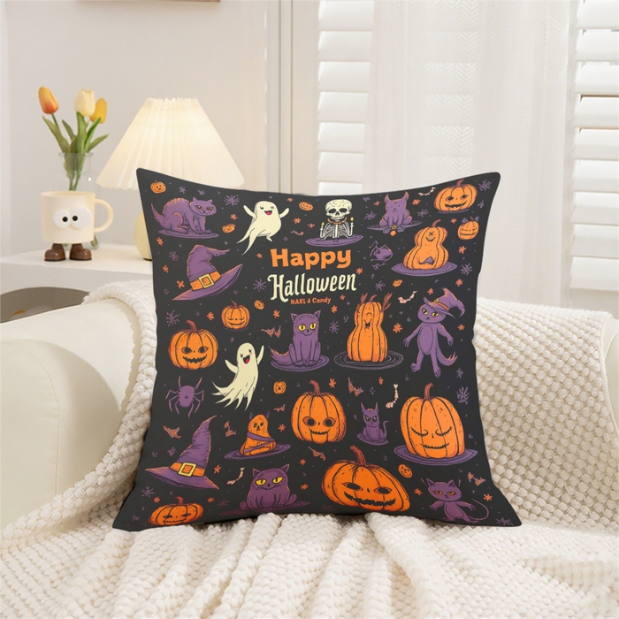 合纵跨境工厂 2025新款一件定制pod模式跨境抱枕套一件代发亚马逊速卖通24小时内发货磨毛水晶绒材质-万圣节主题 1XM58262002