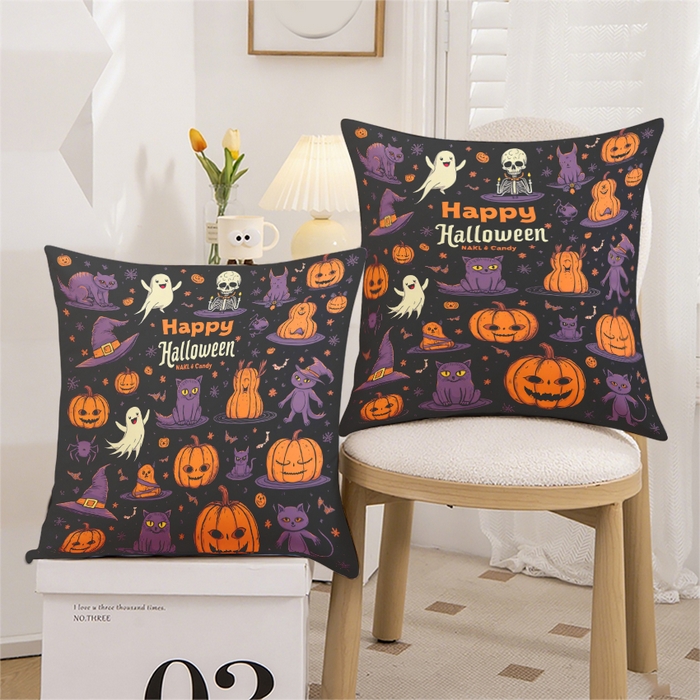 91家纺网 家纺一手货源 找家纺 合纵跨境工厂 2025新款一件定制pod模式跨境抱枕套一件代发亚马逊速卖通24小时内发货磨毛水晶绒材质-万圣节主题 1XM58262002