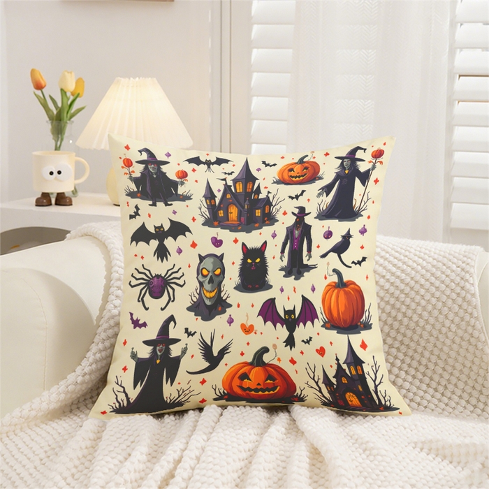 合纵跨境工厂 2025新款一件定制pod模式跨境抱枕套一件代发亚马逊速卖通24小时内发货磨毛水晶绒材质-万圣节主题 1XM58262003