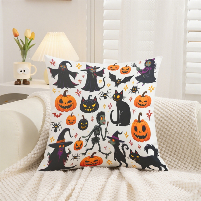 合纵跨境工厂 2025新款一件定制pod模式跨境抱枕套一件代发亚马逊速卖通24小时内发货磨毛水晶绒材质-万圣节主题 1XM58262008