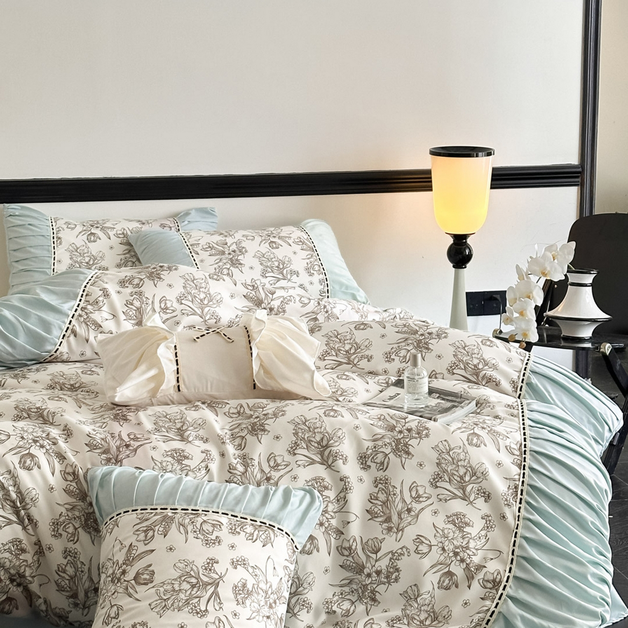 91家纺网 家纺一手货源 找家纺 （总）博纳家纺 2025新款亲肤棉法式奶油风四件套-芙蕾雅