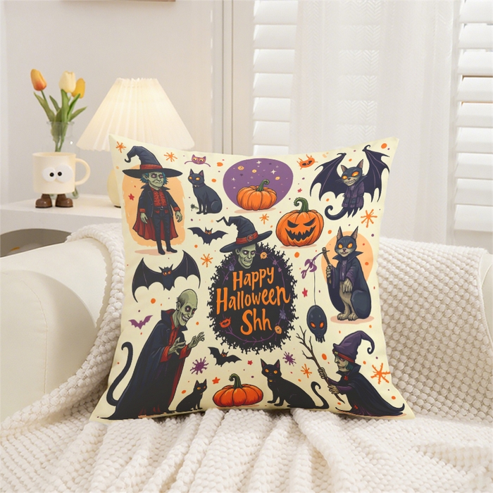 合纵跨境工厂 2025新款一件定制pod模式跨境抱枕套一件代发亚马逊速卖通24小时内发货磨毛水晶绒材质-万圣节主题 1XM58262012