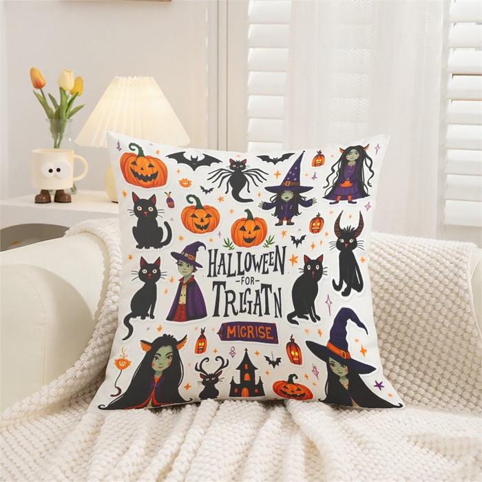 合纵跨境工厂 2025新款一件定制pod模式跨境抱枕套一件代发亚马逊速卖通24小时内发货磨毛水晶绒材质-万圣节主题 1XM58262013