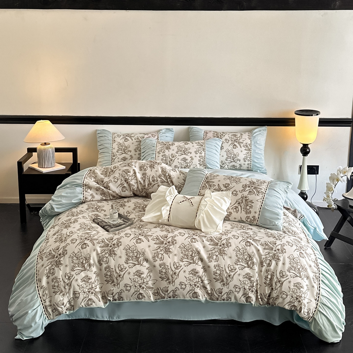 91家纺网 家纺一手货源 找家纺 （总）博纳家纺 2025新款亲肤棉法式奶油风四件套-芙蕾雅