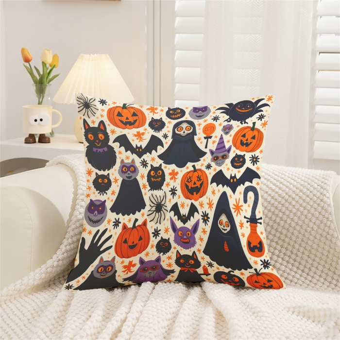 合纵跨境工厂 2025新款一件定制pod模式跨境抱枕套一件代发亚马逊速卖通24小时内发货磨毛水晶绒材质-万圣节主题 1XM58262016