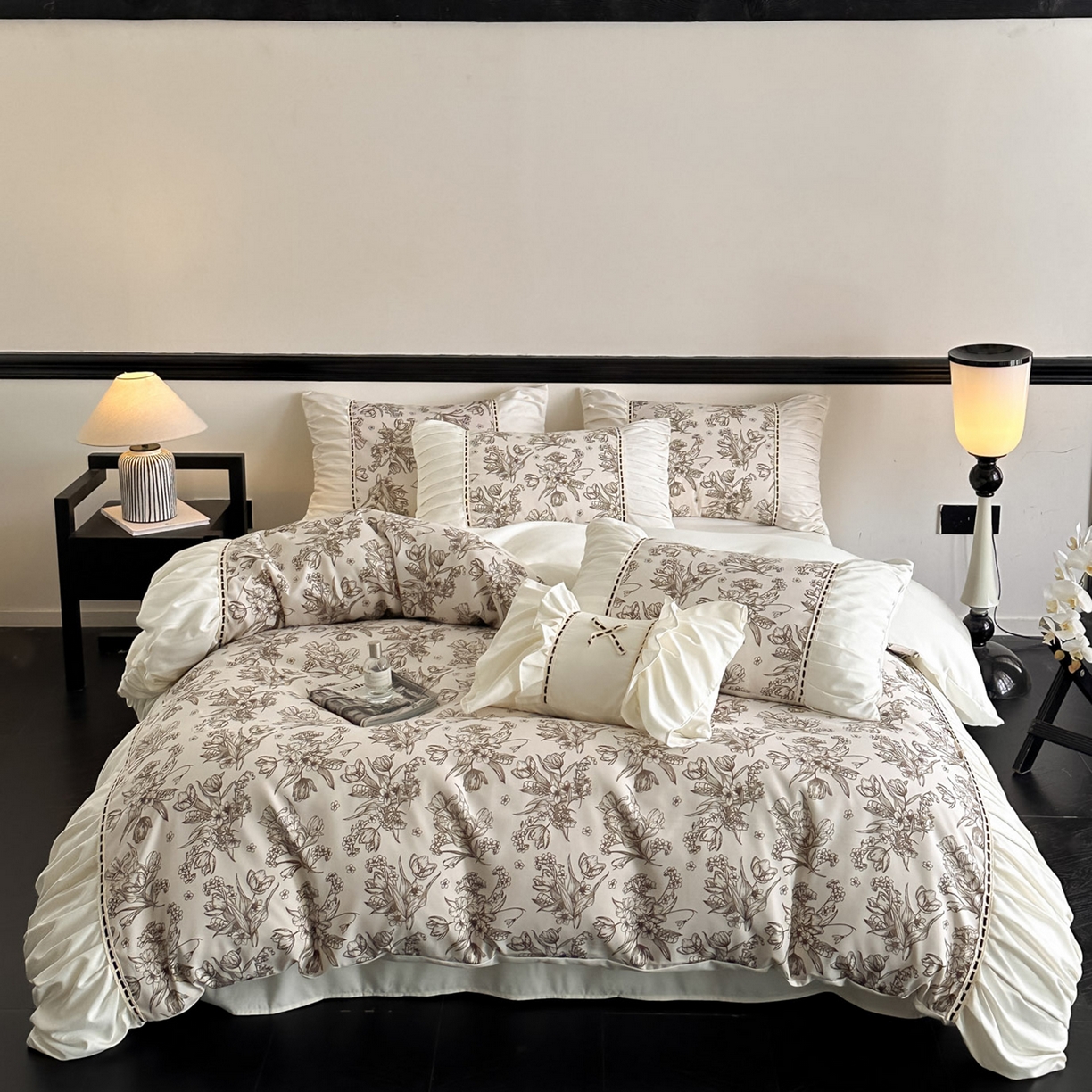 91家纺网 家纺一手货源 找家纺 （总）博纳家纺 2025新款亲肤棉法式奶油风四件套-芙蕾雅