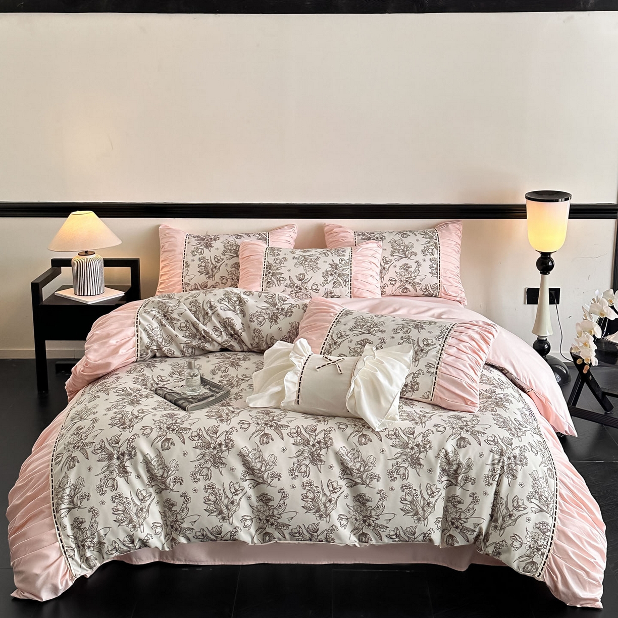 91家纺网 家纺一手货源 找家纺 （总）博纳家纺 2025新款亲肤棉法式奶油风四件套-芙蕾雅