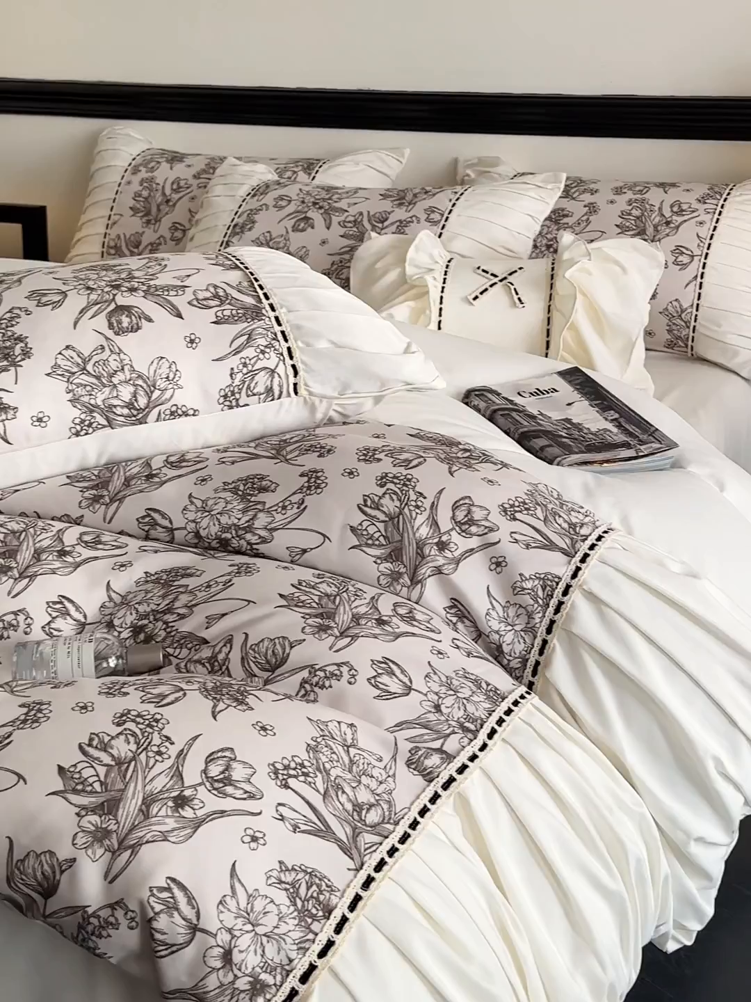 91家纺网 家纺一手货源 找家纺 博纳家纺 2025新款亲肤棉法式奶油风四件套-芙蕾雅 象牙白