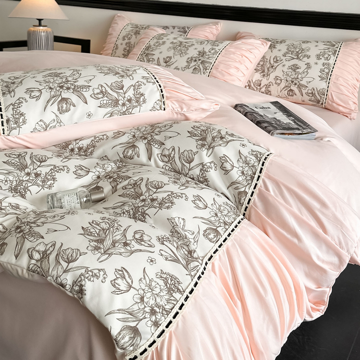 91家纺网 家纺一手货源 找家纺 博纳家纺 2025新款亲肤棉法式奶油风四件套-芙蕾雅 玉色