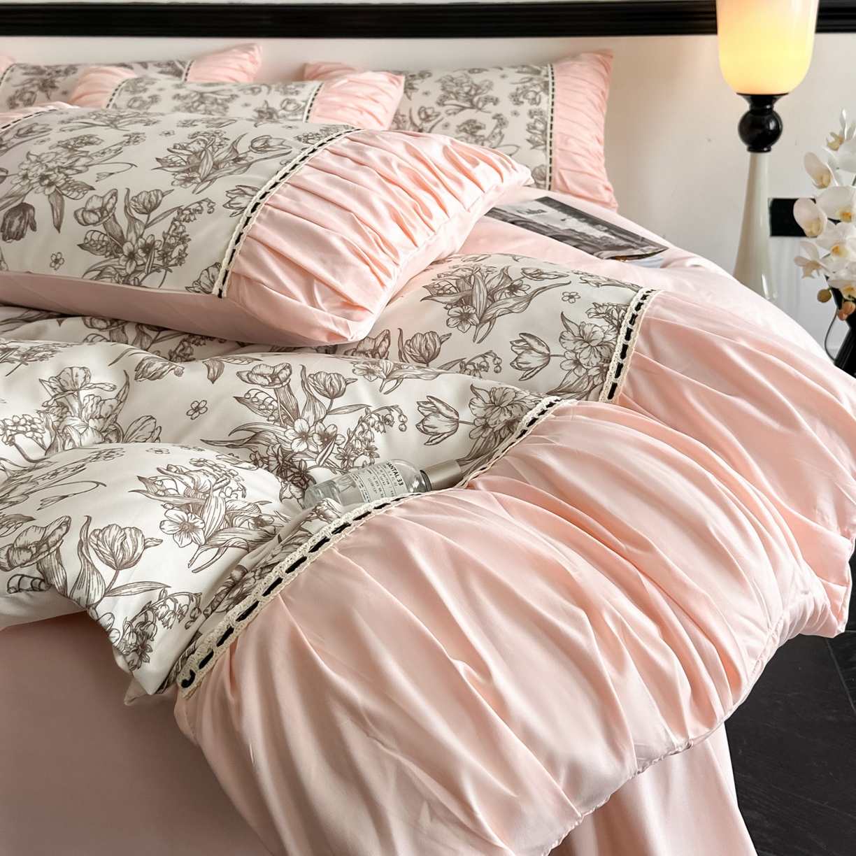 91家纺网 家纺一手货源 找家纺 博纳家纺 2025新款亲肤棉法式奶油风四件套-芙蕾雅 玉色