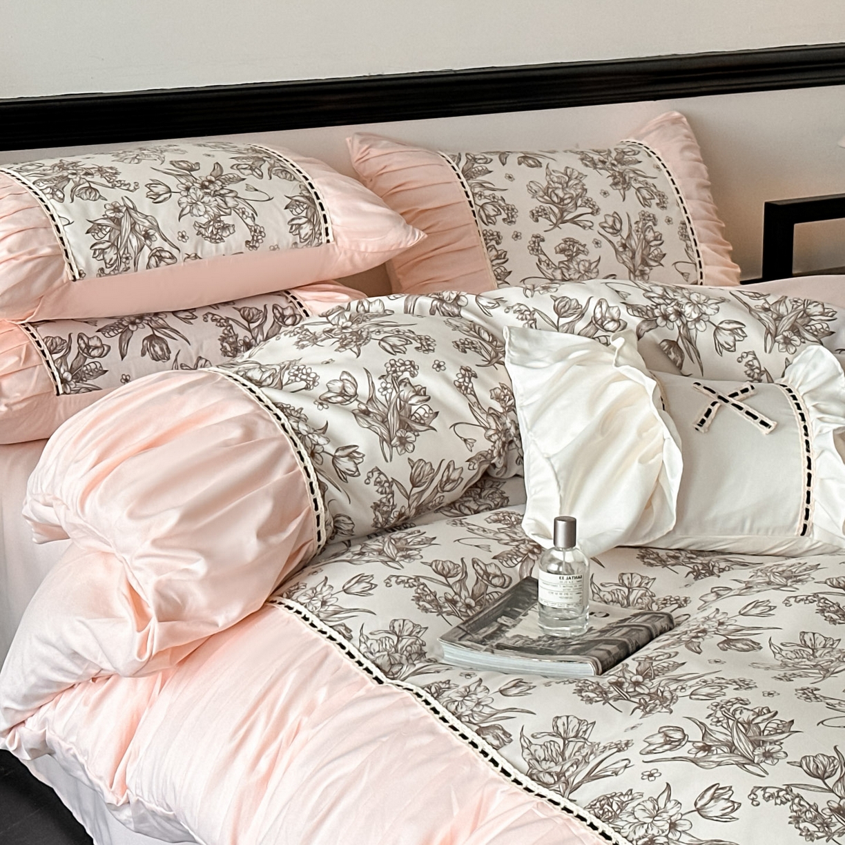 91家纺网 家纺一手货源 找家纺 博纳家纺 2025新款亲肤棉法式奶油风四件套-芙蕾雅 玉色