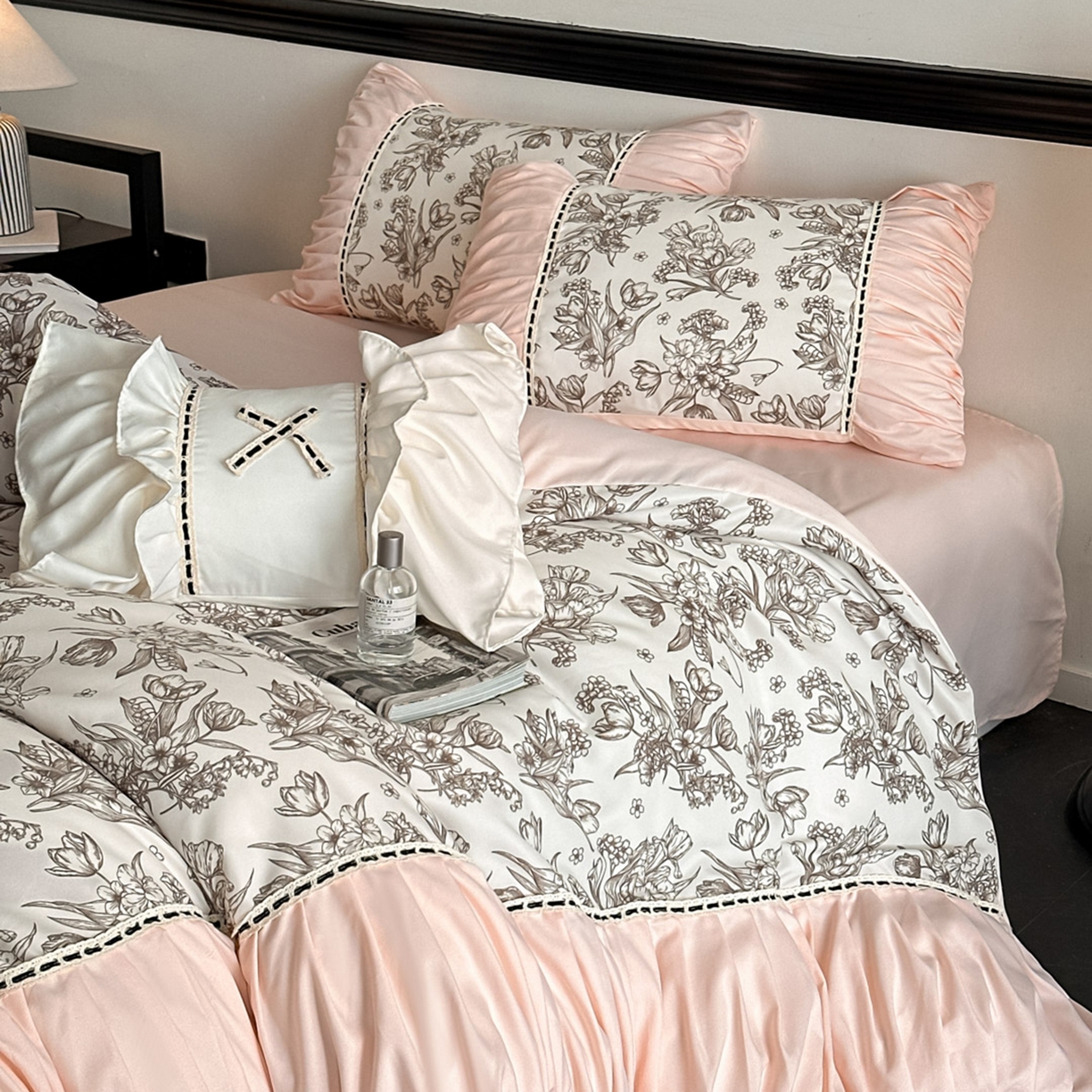 91家纺网 家纺一手货源 找家纺 博纳家纺 2025新款亲肤棉法式奶油风四件套-芙蕾雅 玉色