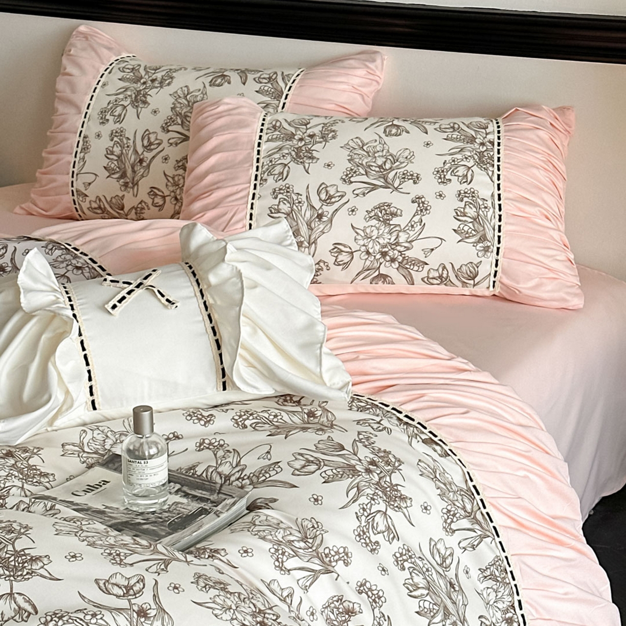 91家纺网 家纺一手货源 找家纺 博纳家纺 2025新款亲肤棉法式奶油风四件套-芙蕾雅 玉色