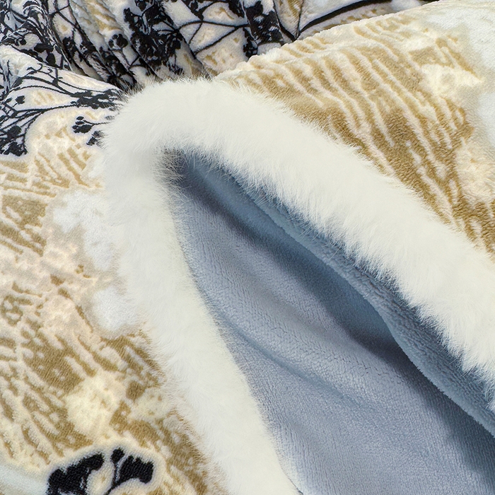 91家纺网 家纺一手货源 找家纺 鹿辉家居（原吉欧力） 2025新款牛奶绒立体雕花兔毛绒包边单品被套 浪漫花枝