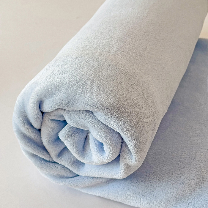 91家纺网 家纺一手货源 找家纺 芷凡家纺 2025新款A类纯色条纹格子加厚牛奶绒床笠 牛奶绒床笠-浅蓝