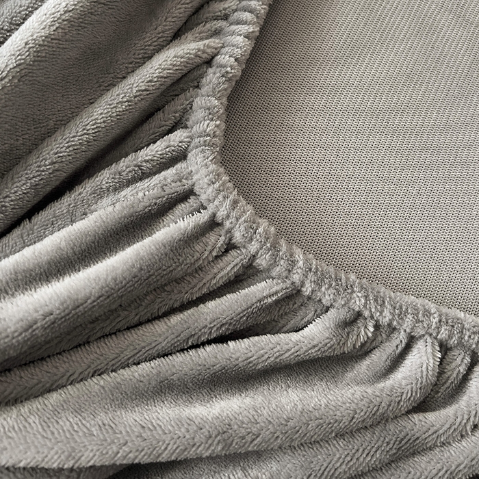 91家纺网 家纺一手货源 找家纺 芷凡家纺 2025新款A类纯色条纹格子加厚牛奶绒床笠 牛奶绒床笠-中灰