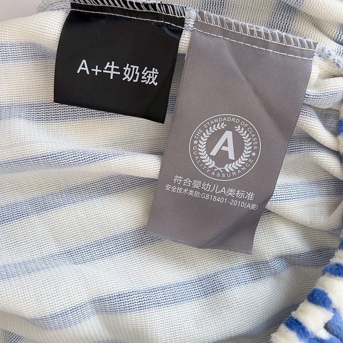 91家纺网 家纺一手货源 找家纺 芷凡家纺 2025新款A类纯色条纹格子加厚牛奶绒床笠 牛奶绒床笠-蓝条