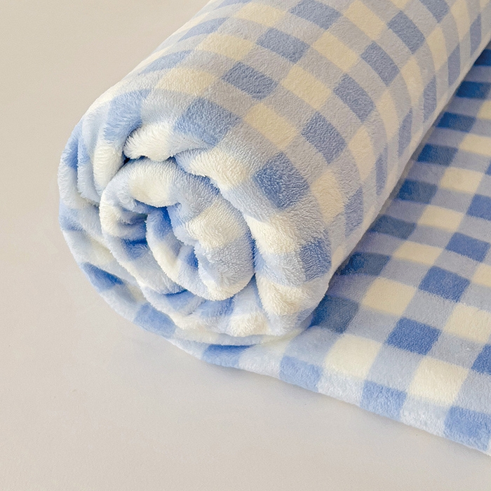 91家纺网 家纺一手货源 找家纺 芷凡家纺 2025新款A类纯色条纹格子加厚牛奶绒床笠 牛奶绒床笠-蓝格