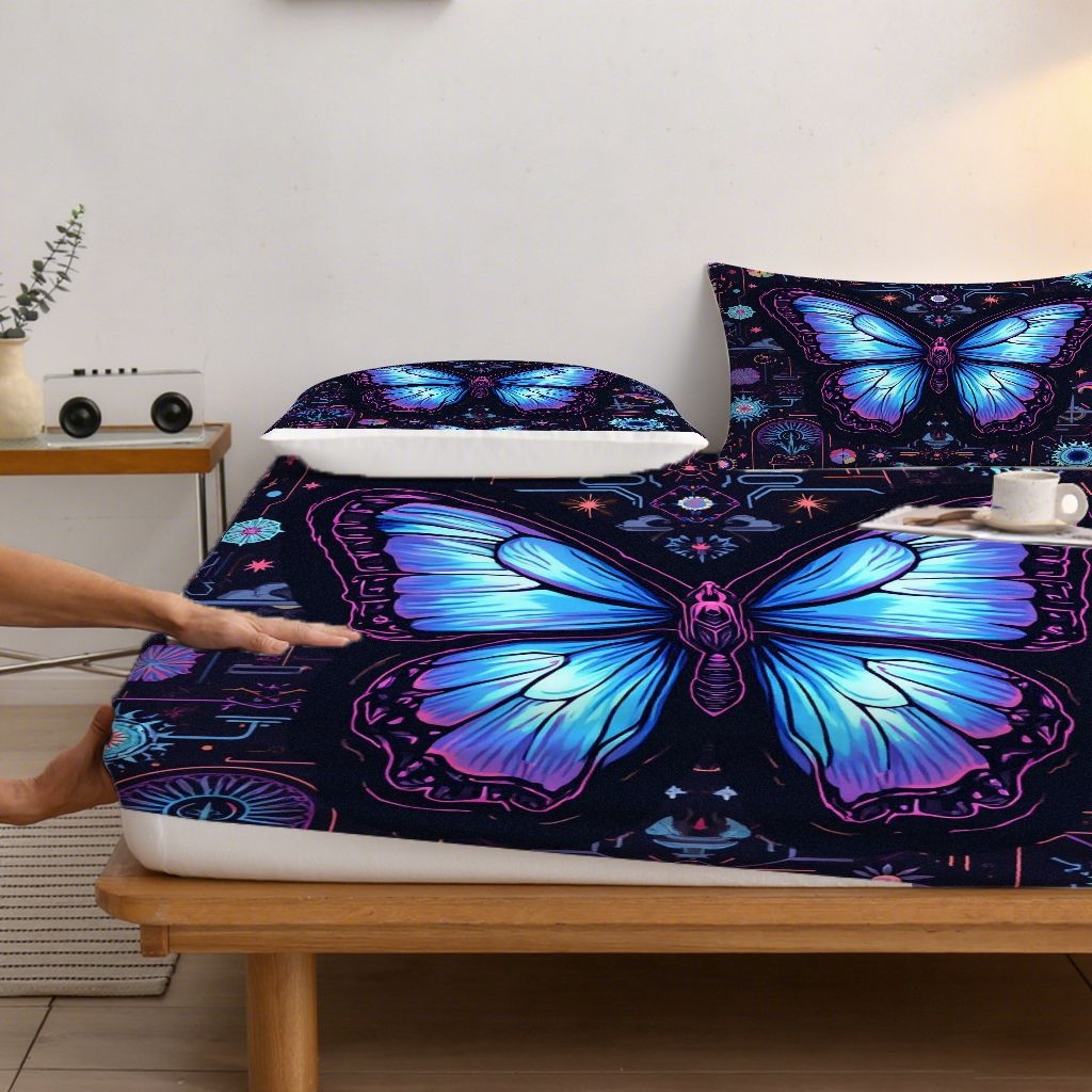 91家纺网 家纺一手货源 找家纺 合纵跨境工厂 2025新款一件定制跨境磨毛单床笠被床笠三件套希音集采亚马逊速卖通24小时内发货-蝴蝶主题床笠三件套 1XAF58302029