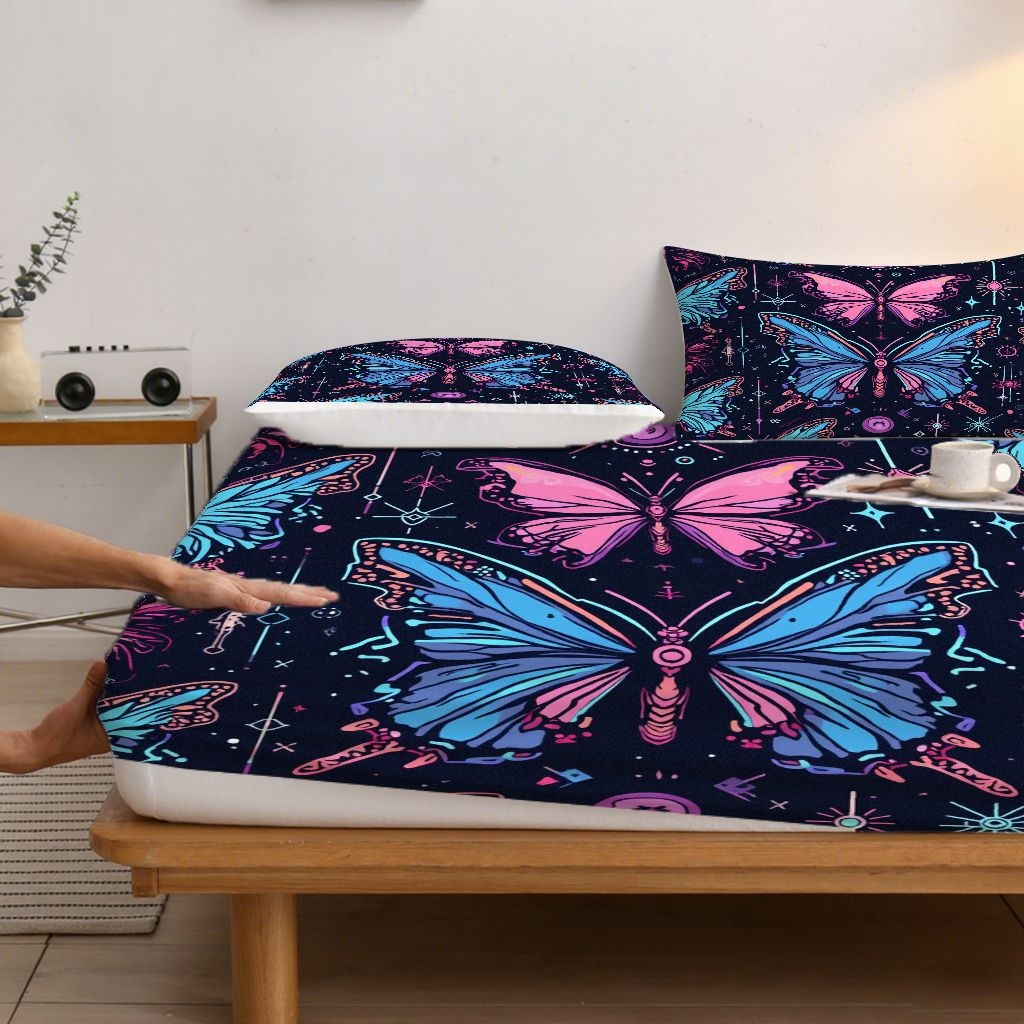 91家纺网 家纺一手货源 找家纺 合纵跨境工厂 2025新款一件定制跨境磨毛单床笠被床笠三件套希音集采亚马逊速卖通24小时内发货-蝴蝶主题床笠三件套 1XAF58302034