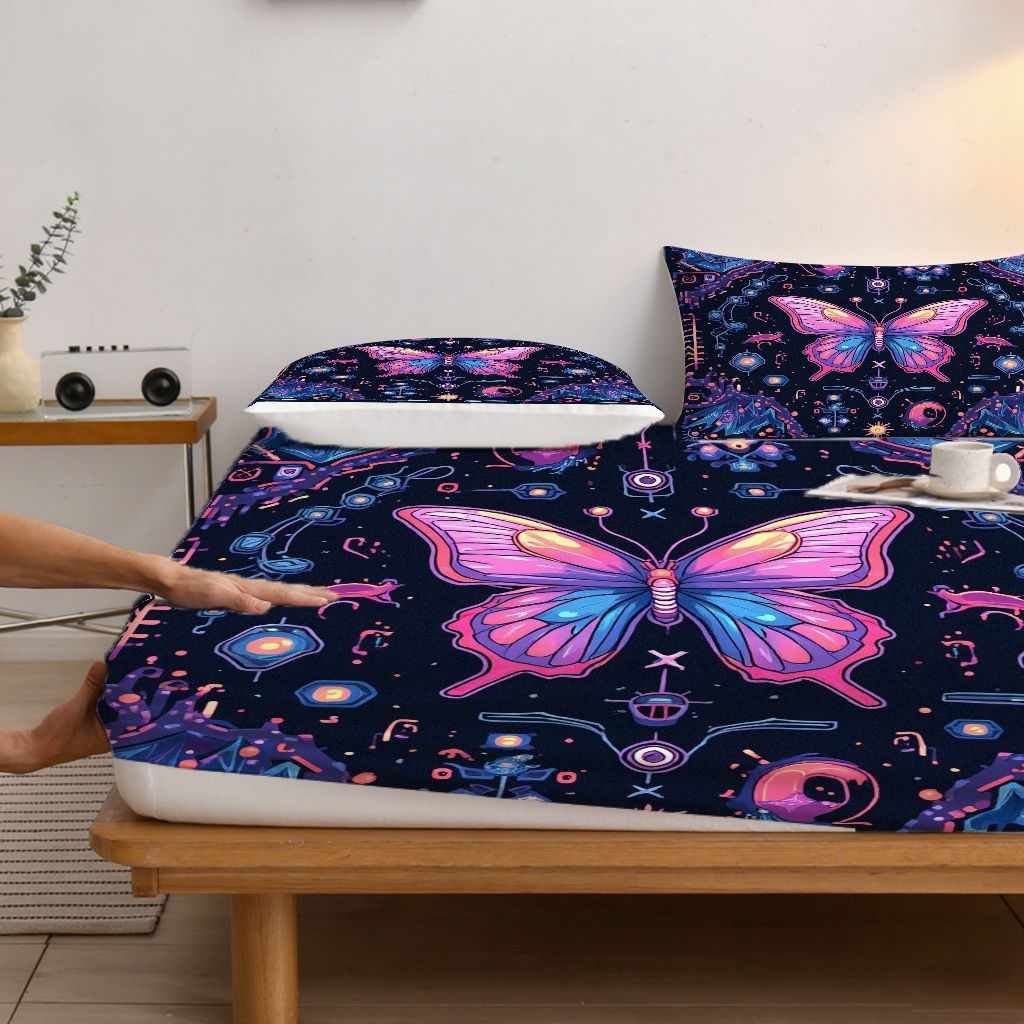 91家纺网 家纺一手货源 找家纺 合纵跨境工厂 2025新款一件定制跨境磨毛单床笠被床笠三件套希音集采亚马逊速卖通24小时内发货-蝴蝶主题床笠三件套 1XAF58302038