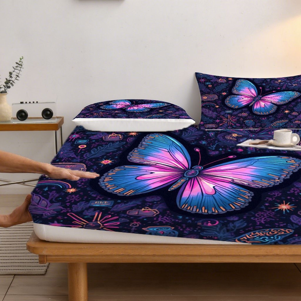 91家纺网 家纺一手货源 找家纺 合纵跨境工厂 2025新款一件定制跨境磨毛单床笠被床笠三件套希音集采亚马逊速卖通24小时内发货-蝴蝶主题床笠三件套 1XAF58302047