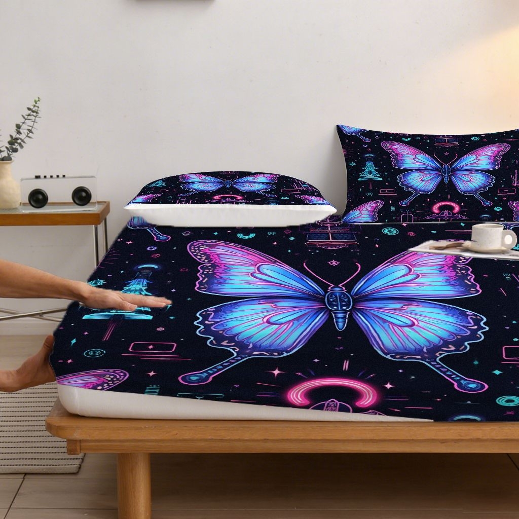 91家纺网 家纺一手货源 找家纺 合纵跨境工厂 2025新款一件定制跨境磨毛单床笠被床笠三件套希音集采亚马逊速卖通24小时内发货-蝴蝶主题床笠三件套 1XAF58302049